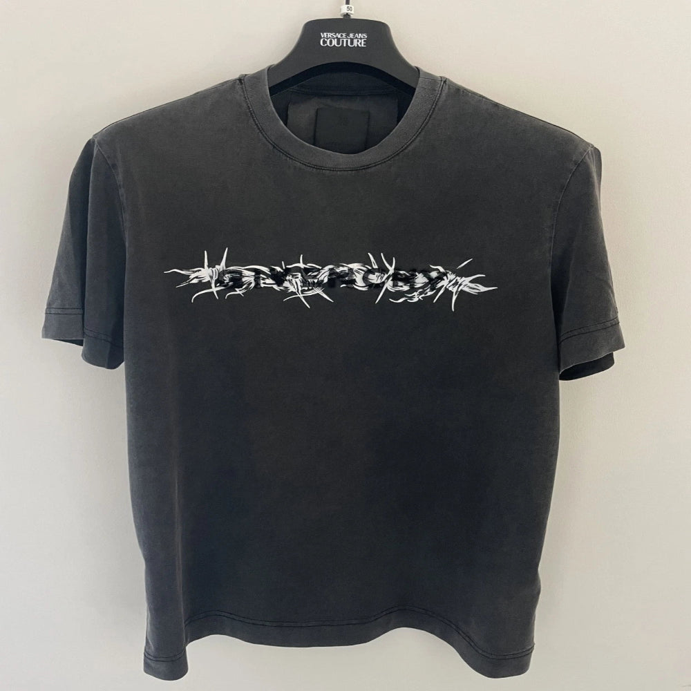 Givenchy Barbed Wire T-Shirt – Slim Fit Black Faded Grey (Size S)