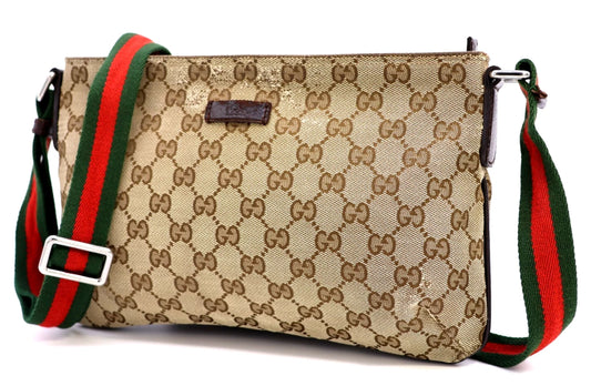 Gucci GG Canvas Sherry Crossbody Bag – Brown (189749 Authentic Pre-owned)