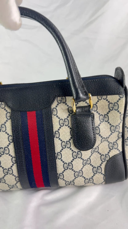 Vintage 70's Gucci Ophidia GG Supreme Satchel – Navy Blue (Sherry Line)