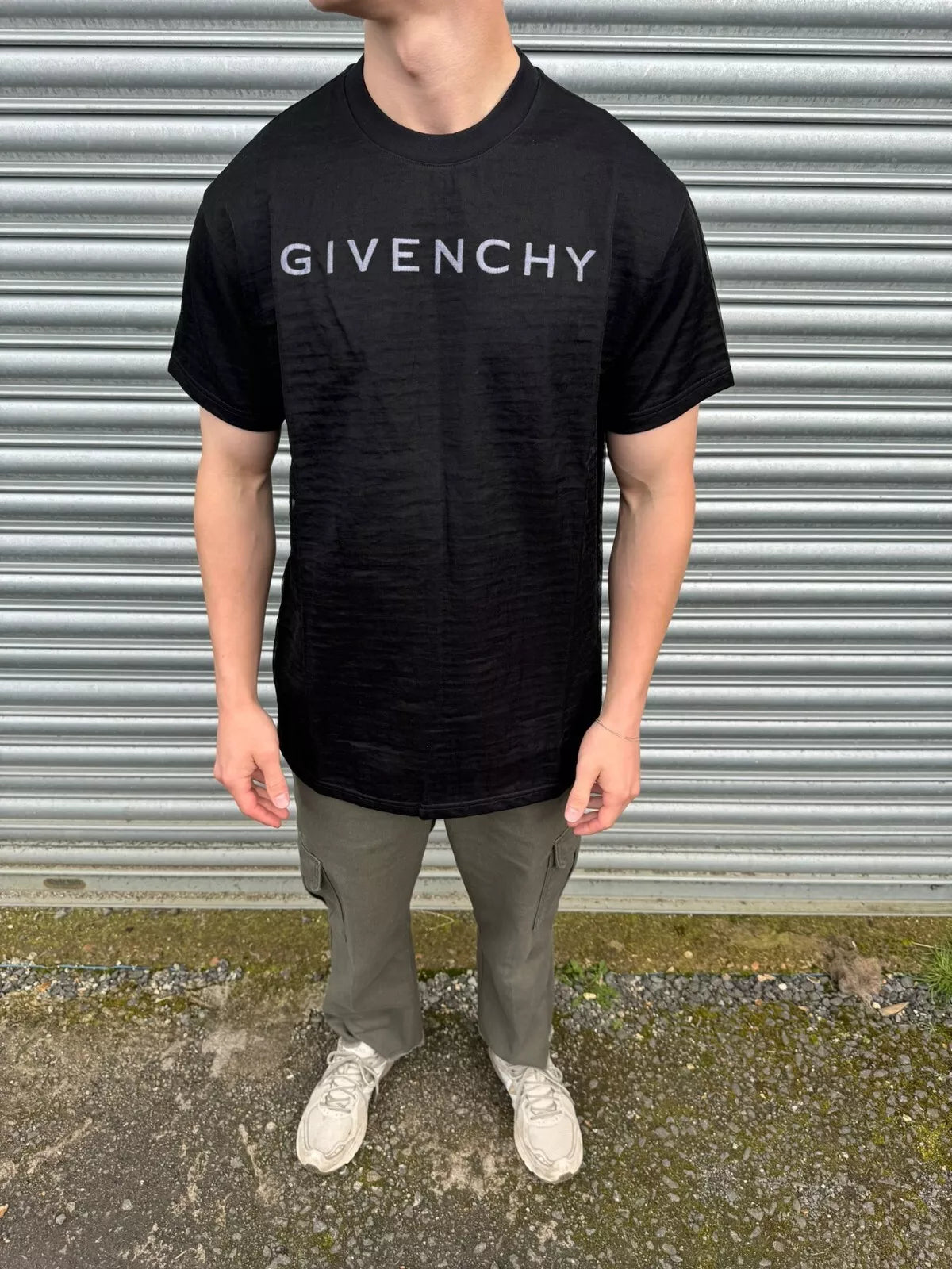Givenchy Black Embroidered Logo Mesh Overlay Oversized T-Shirt (XXL, SS20)