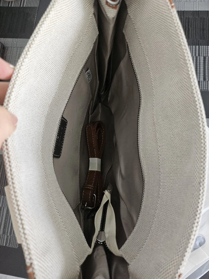 Chloé Woody Large Tote Bag – Beige Canvas with Brown Trim