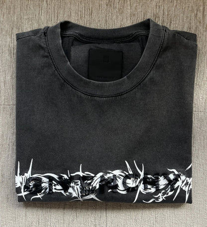 Givenchy Barbed Wire T-Shirt – Slim Fit Black Faded Grey (Size S)