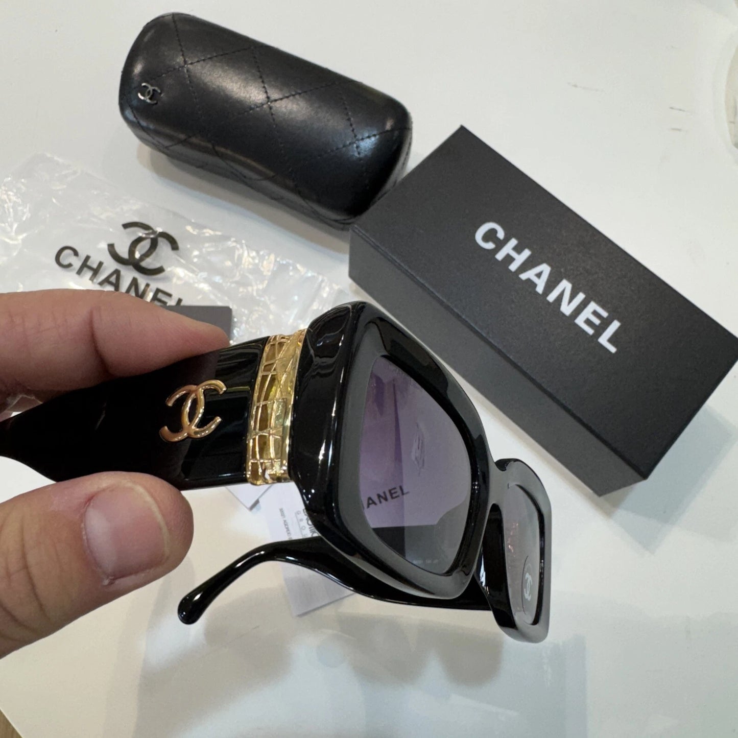 CHANEL 5534 Black Rectangle Sunglasses – Unisex – 54mm
