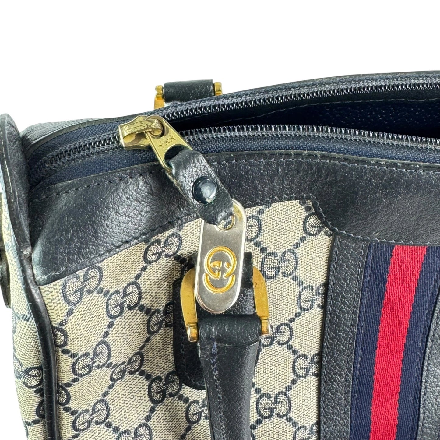 Vintage 70's Gucci Ophidia GG Supreme Satchel – Navy Blue (Sherry Line)