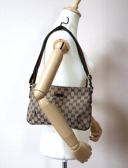 Gucci GG Canvas Sherry Crossbody Bag – Brown (189749 Authentic Pre-owned)